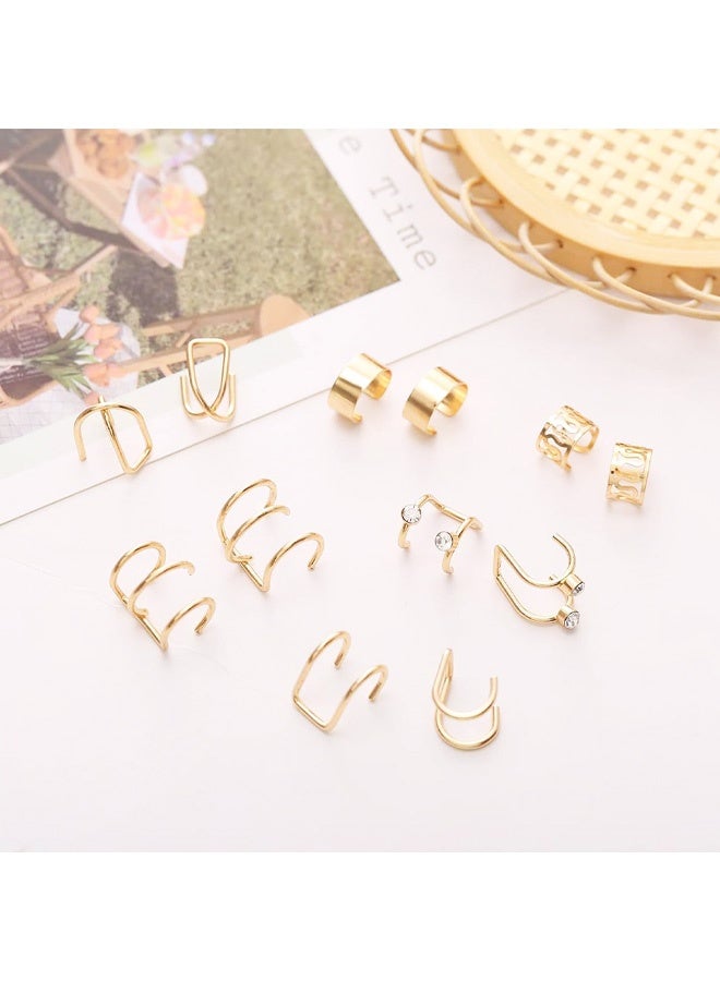 12 Pcs Ear Clip, Non-Piercing Ear Clip Beard Beads Ear Cuffs Clip Hair for Women Men Hair Accessories Styling Jewelry Tools, Gold - Image 3